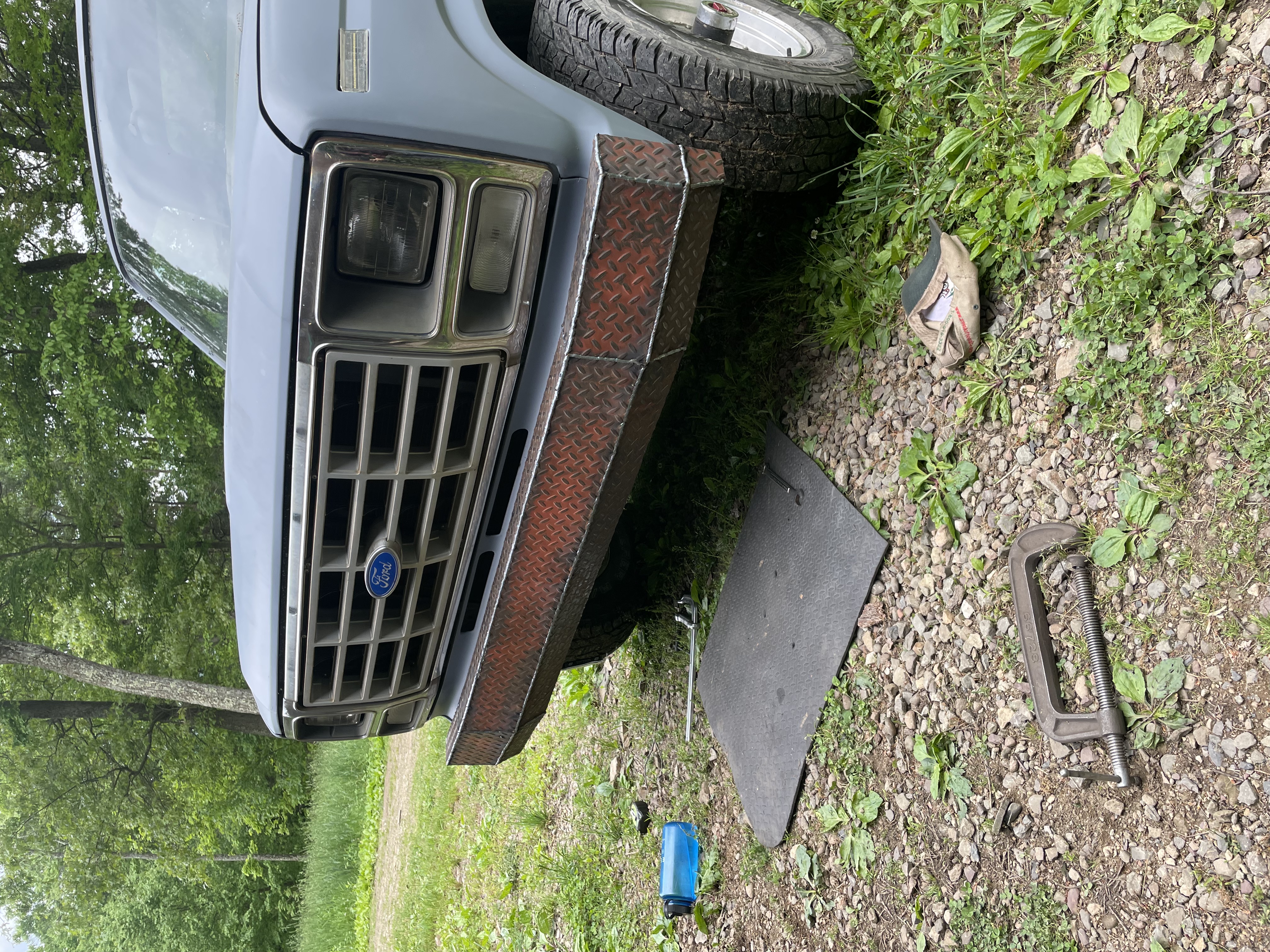 I fabricated a custom diamond plate bumper