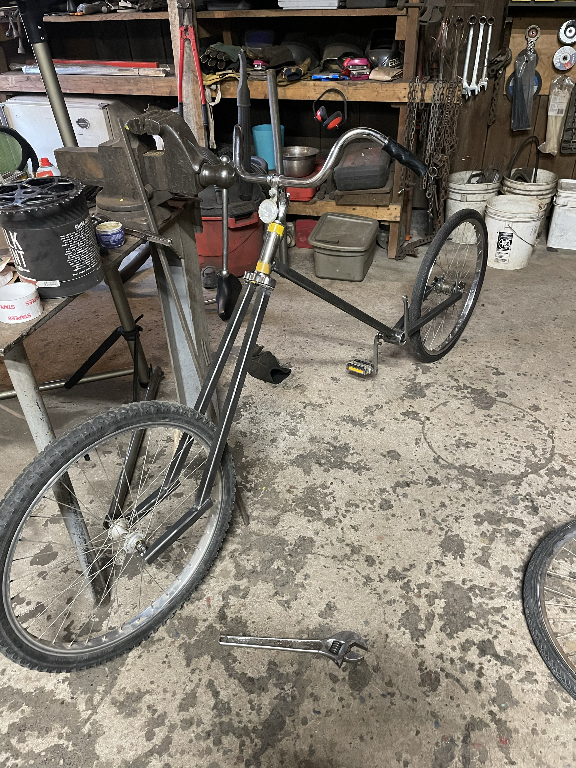 Before welding up the frame, I tested the geometry with the fork installed
